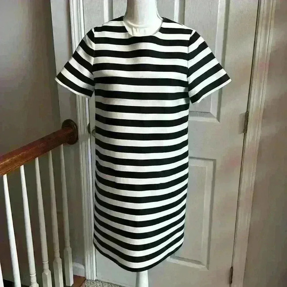 Kate Spade New York Black and Cream Midi Cotton/Silk Zippered Back Womens Size 8 - Picture 11 of 16